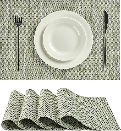 Miniatura 34 de Leetaltree - Juego de 6 manteles individuales, resistentes al calor, antideslizantes, para mesa de comedor, lavables, duraderos, tejido de PVC Azul