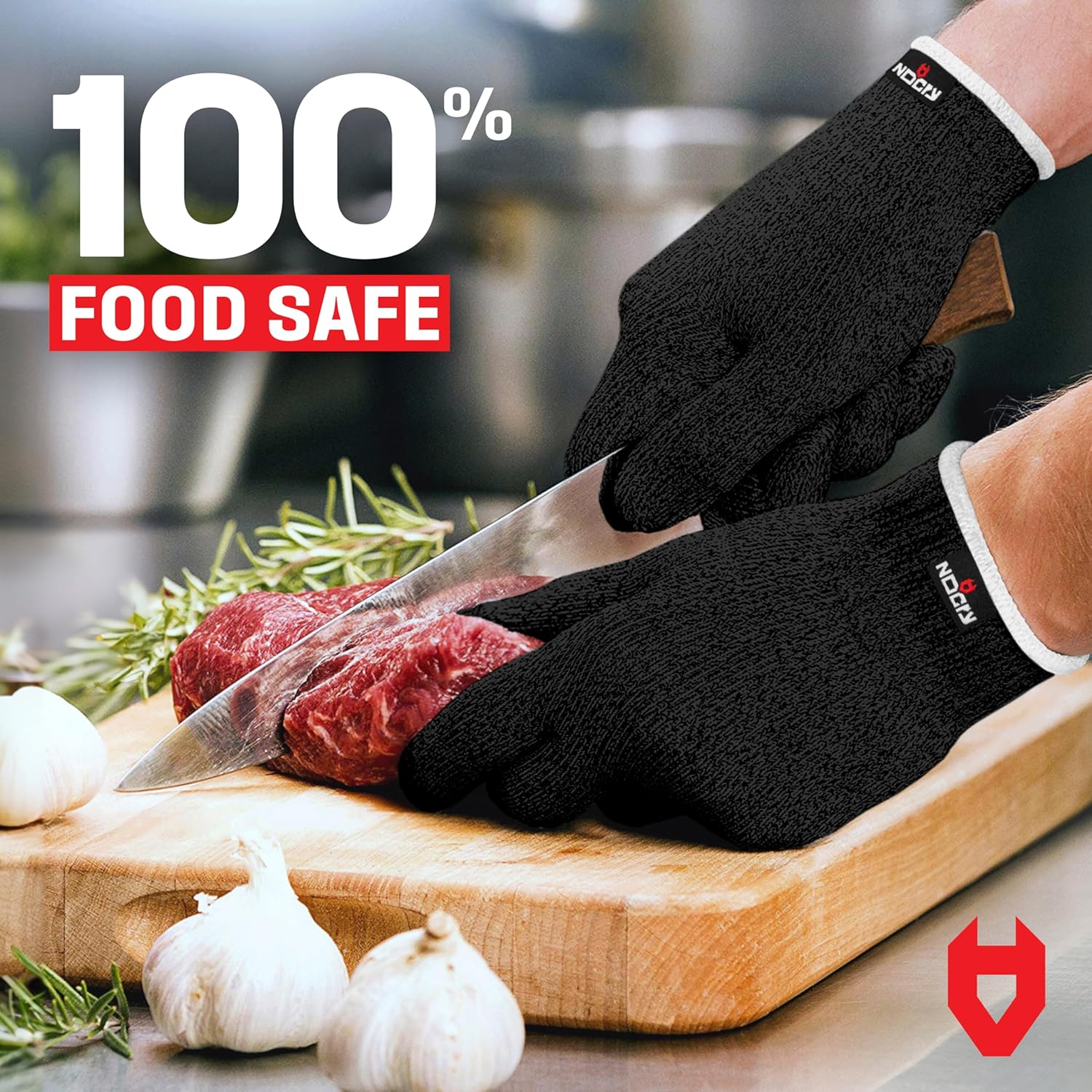 NoCry Cut Resistant Gloves Food Grade with Grip Dots for Superb Grip - Breathable & Lightweight - Ambidextrous - Ideal for Chefs and for Woodworking - Image 4