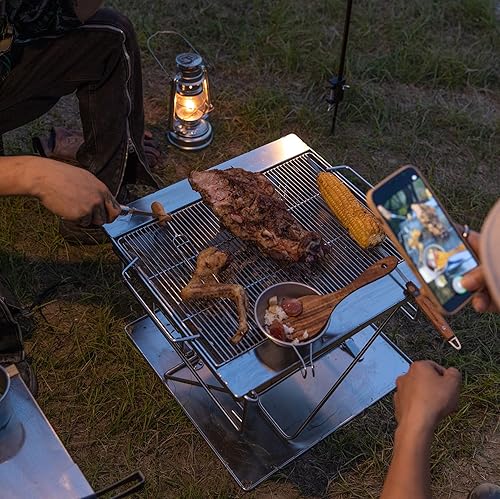 Miniatura 8 de Campingmoon - Parrilla de barbacoa plegable de acero inoxidable - Extra grande MT-055