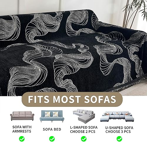 Miniatura 6 de Funda bohemia para sofá de 3 cojines, antideslizante, de felpilla gruesa, suave protector de muebles, funda de sofá biplaza para perros y mascotas,