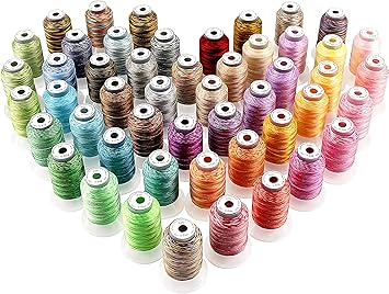 New brothread 50 Colors Variegated Polyester Embroidery Machine Thread Kit 500M 550Y Compatible with Brother Janome Babylock Singer Pfaff Bernina Husqvaran Embroidery and Sewing Machines