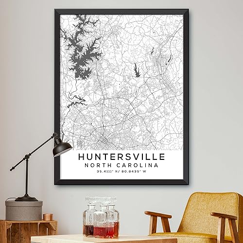 Mapa de Huntersville, Carolina del Norte, Light 2 (24x36)
