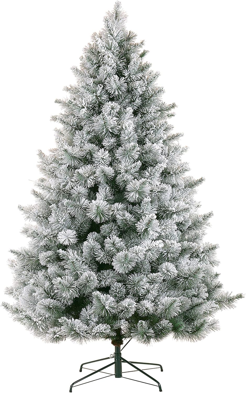 LordofXMAS White Flocked Christmas Trees 7.5 ft Prelit Artificial Pine with Lights