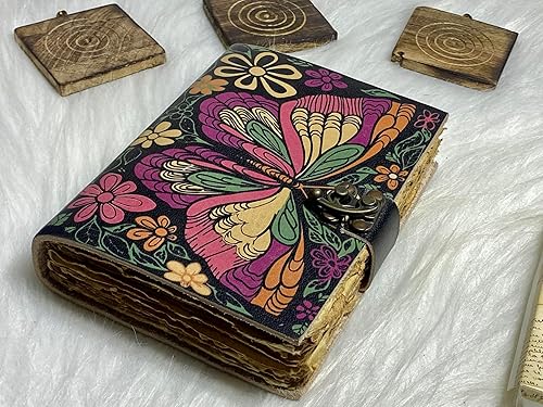 Miniatura 4 de Diario de cuero vintage de mariposa hecho a mano, cuaderno de oficina, diario de escritura, cuaderno de bocetos, diario de viaje para hombres y