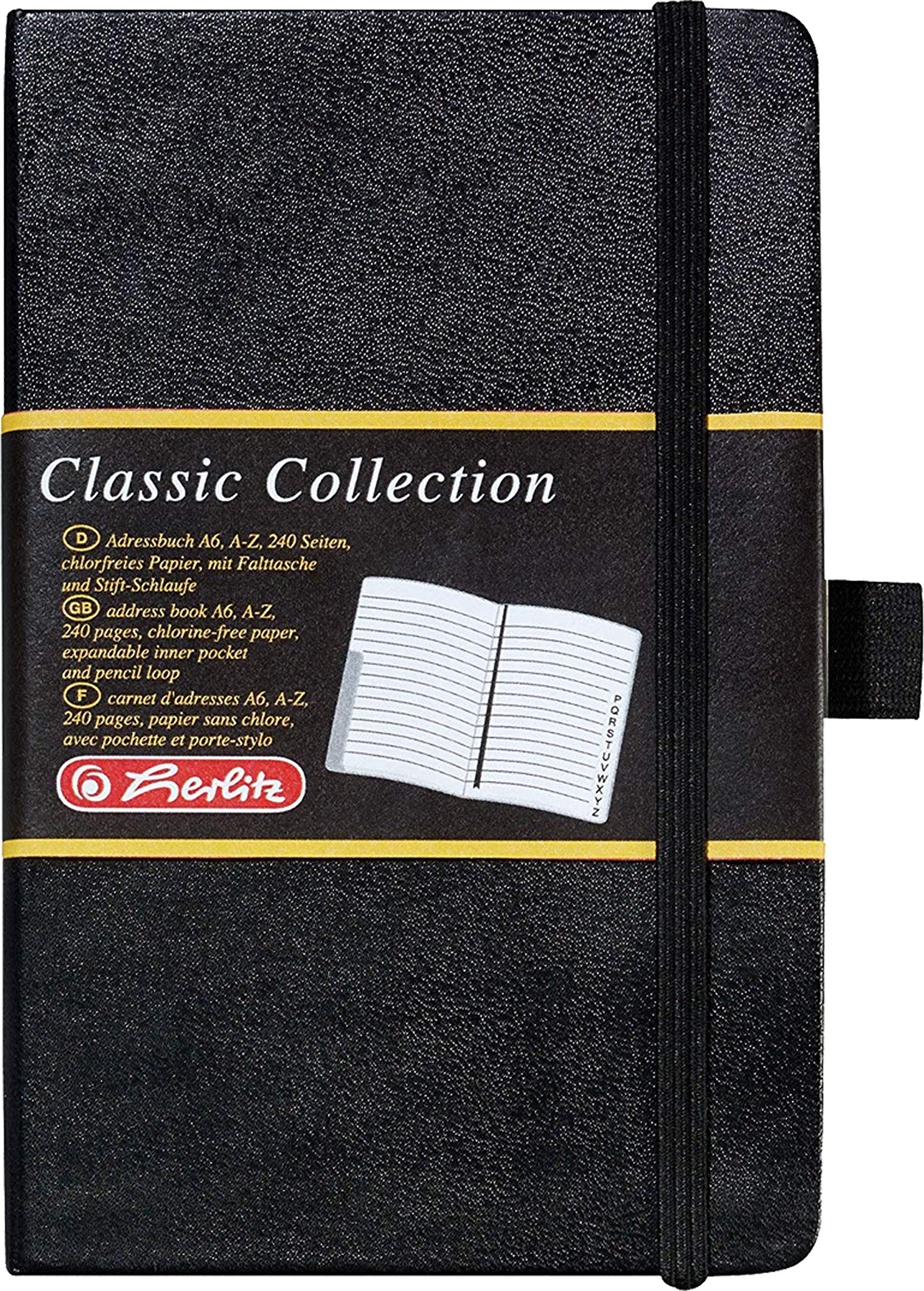 Herlitz Adressbuch A6 Classic 240 Seiten 26-tlg. mit Register und Gummizug (A6, Adressbuch, 2)
