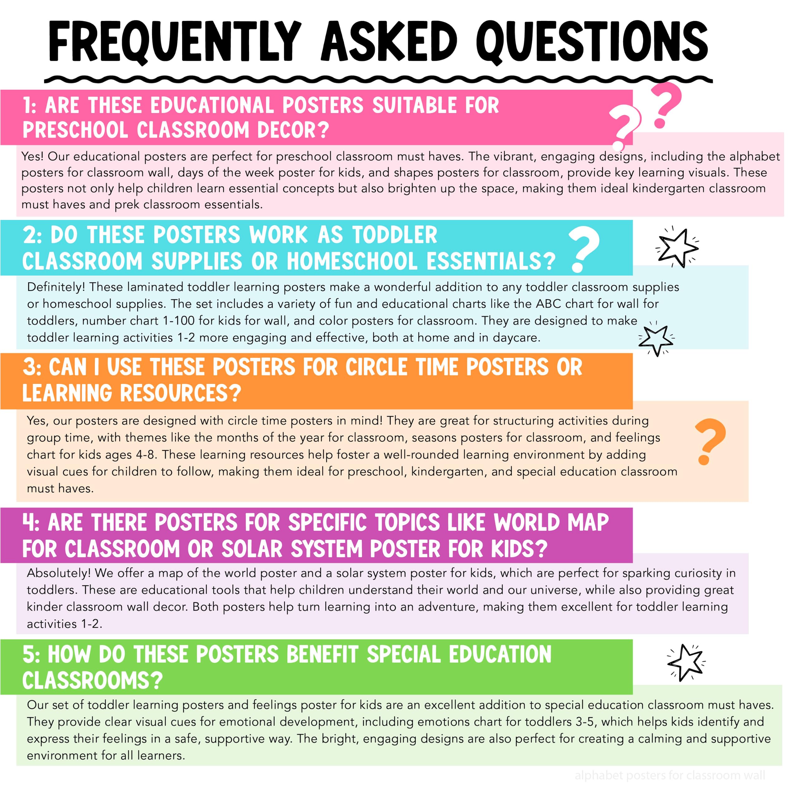 Hadley Designs Lot de 16 affiches éducatives pour les incontournables de la salle de classe – Affiches laminées pré-maternelles pour les tout-petits et les activités d'apprentissage préscolaire