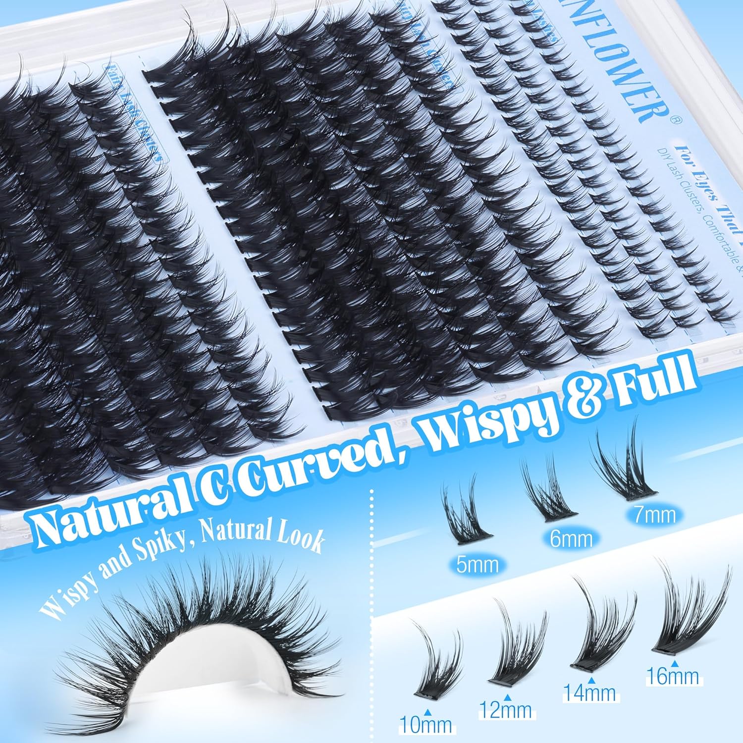 Wispy Lash Clusters with Bottom Lashes Fairy Eyelash Clusters Spiky