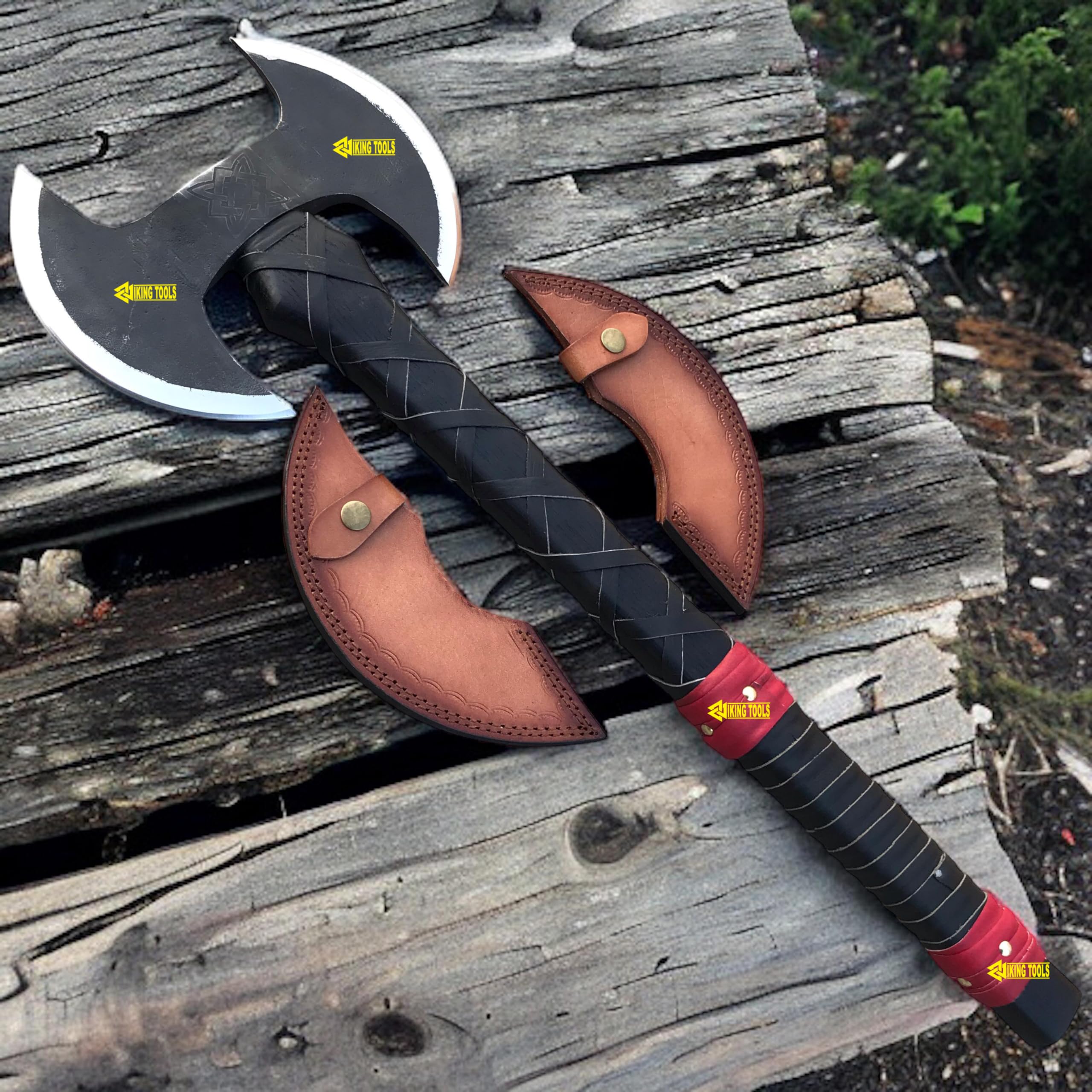 Handmade Double Head Axe Headed Ax Viking Axe Real Double Bit Axe Viking Axe Kr Axe Double Sidded Axe Berserker Axe Large Norse Axe Scandinavian Camping Hatchet Survival Hunting Outdoor Axe