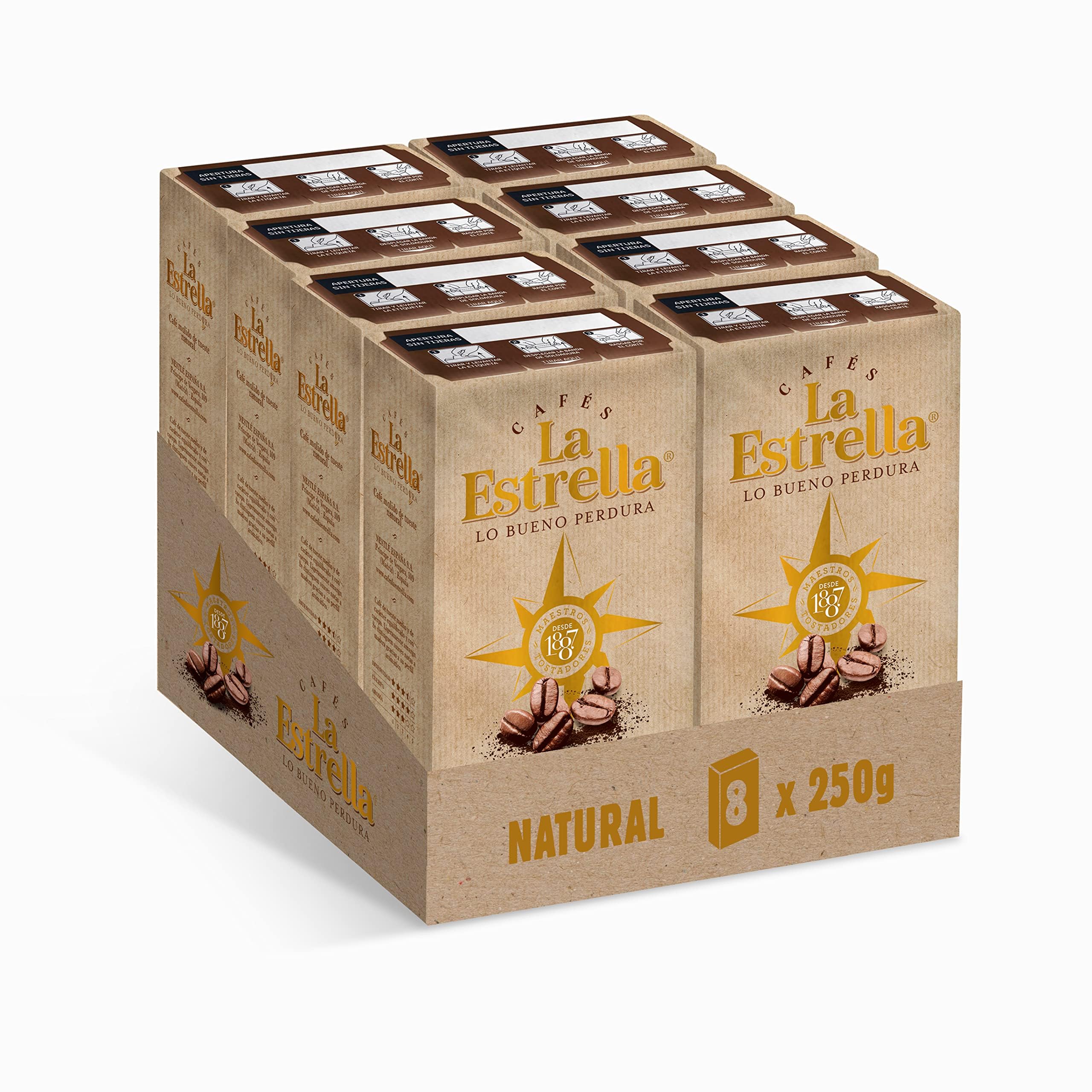 LA ESTRELLA Café Molido Natural 250g - 8 paquetes