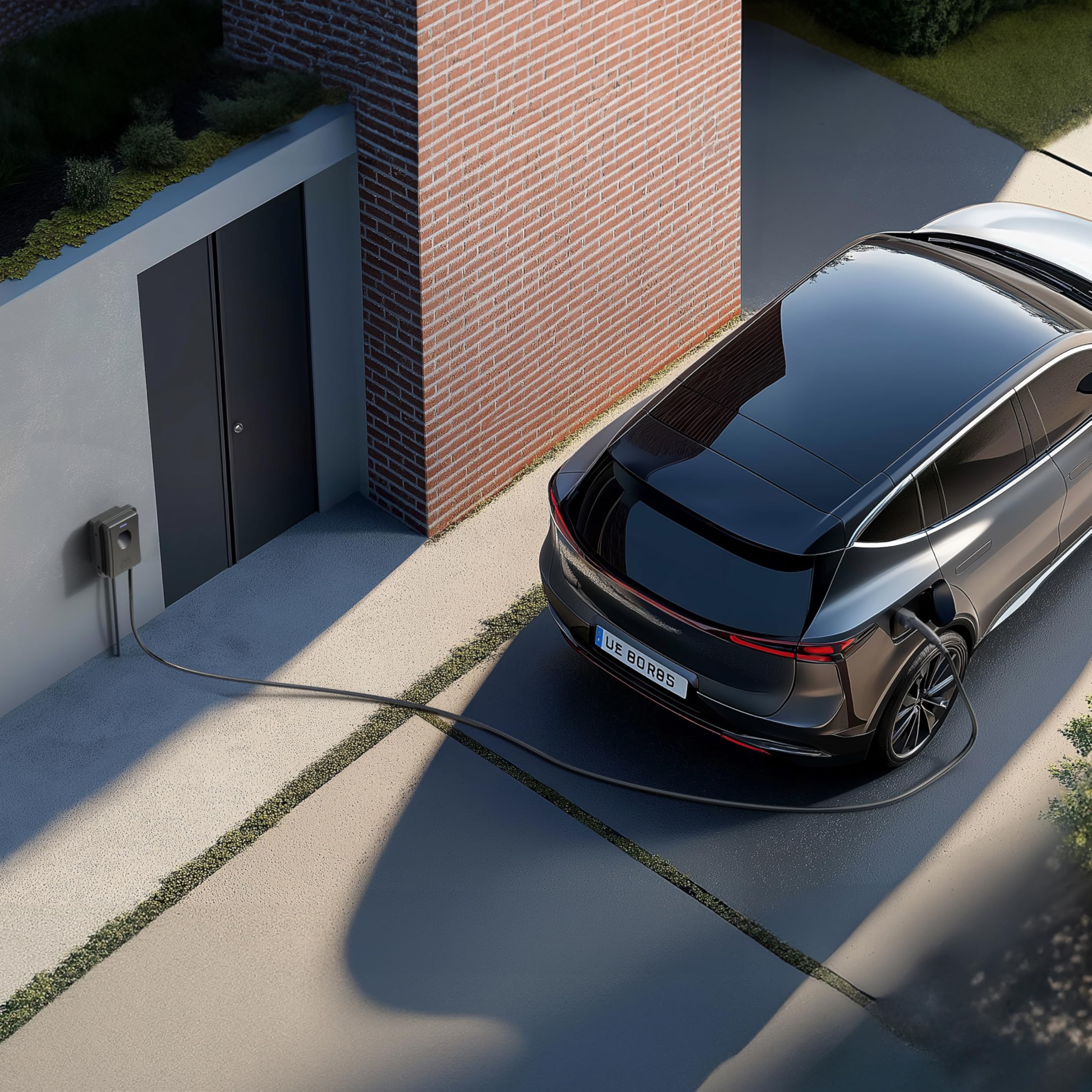 Masterplug Estación de Carga EV de Pared para Vehículos Eléctricos Tipo 2, Cargador Coche Eléctrico con Cable de 5m y Función de Fija Automático, Monofásico, Modo 3, RFID, IP65, 7.4kW, 32A, EVCM3BT7BR
