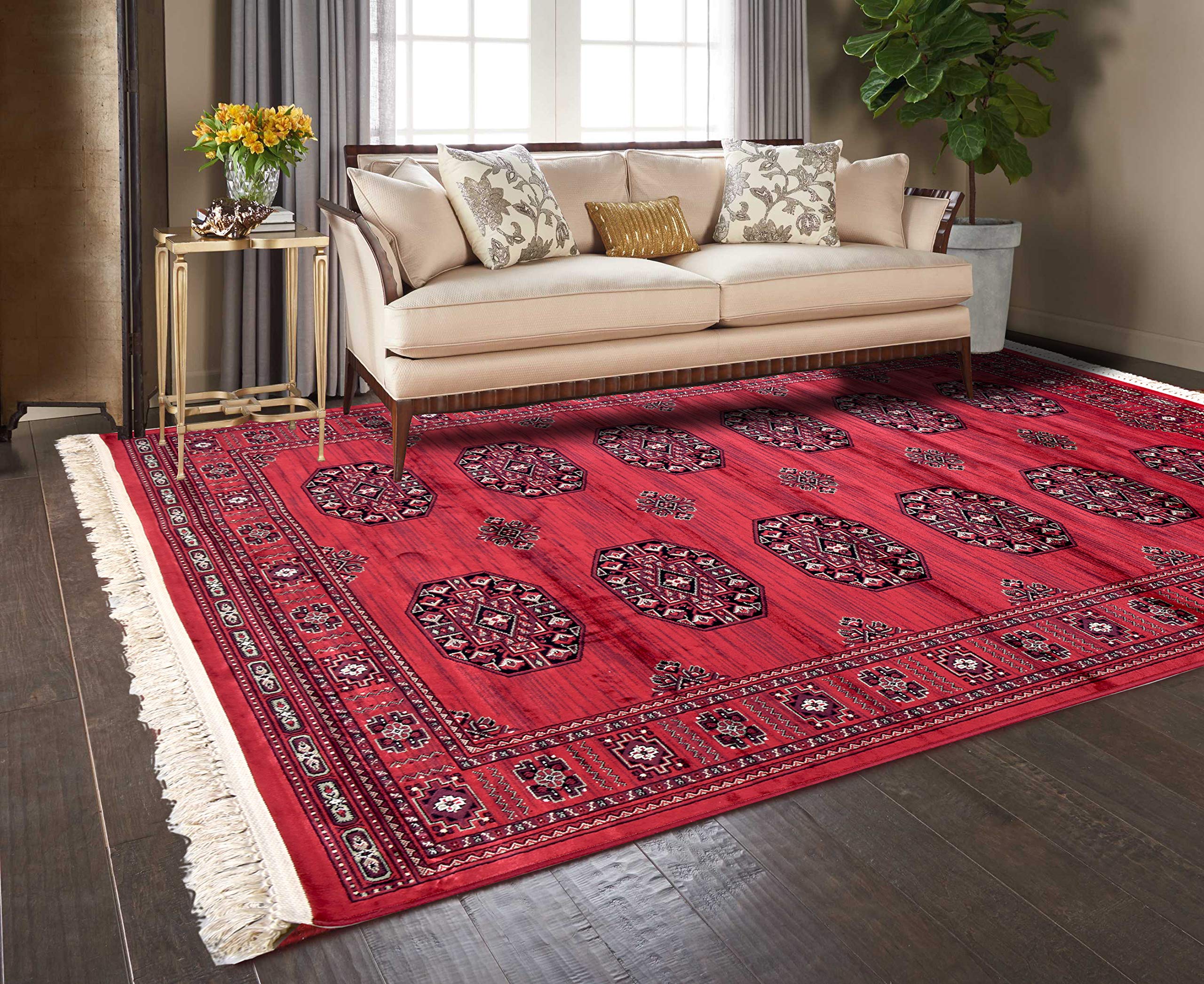 Beluchi Collection Carpet Classic Tradition Area Rug 100 cm X 140 cm Red