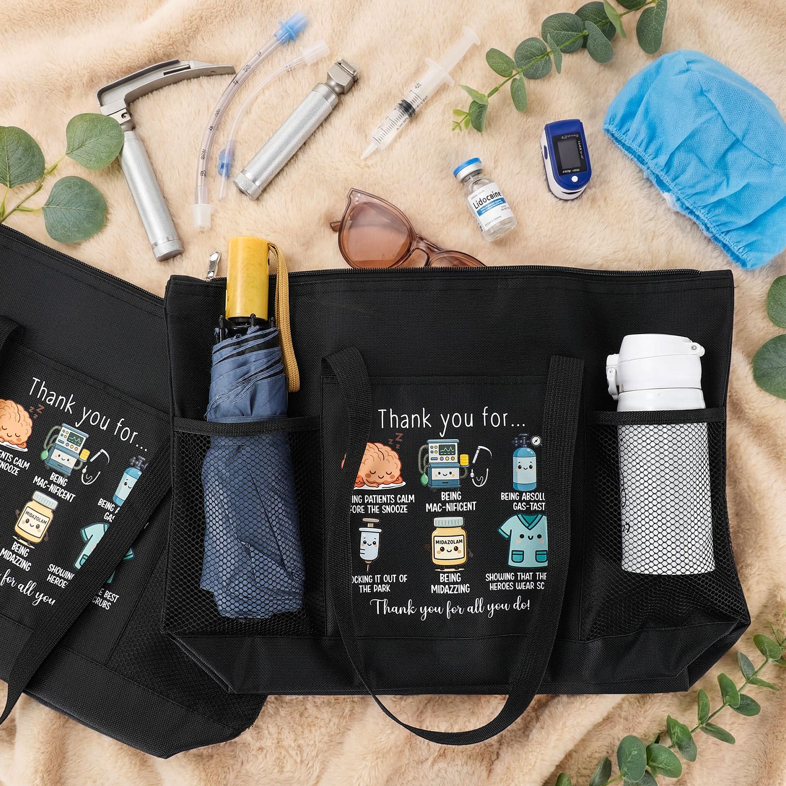 10 Pcs Anesthetist Appreciation Tote Bags for Women Men Thank You Crna Gifts for Nurse Anesthesiology Work Office