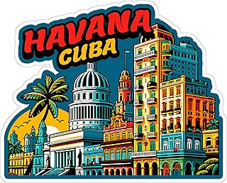 Havana Cuba Sticker 4 Inch City Travel Souvenir Destination - Waterproof Vinyl Decal for Laptop Water Bottle Car Tumbler - Durable Aesthetic Long-Lasting Stickers for Adults ID44990