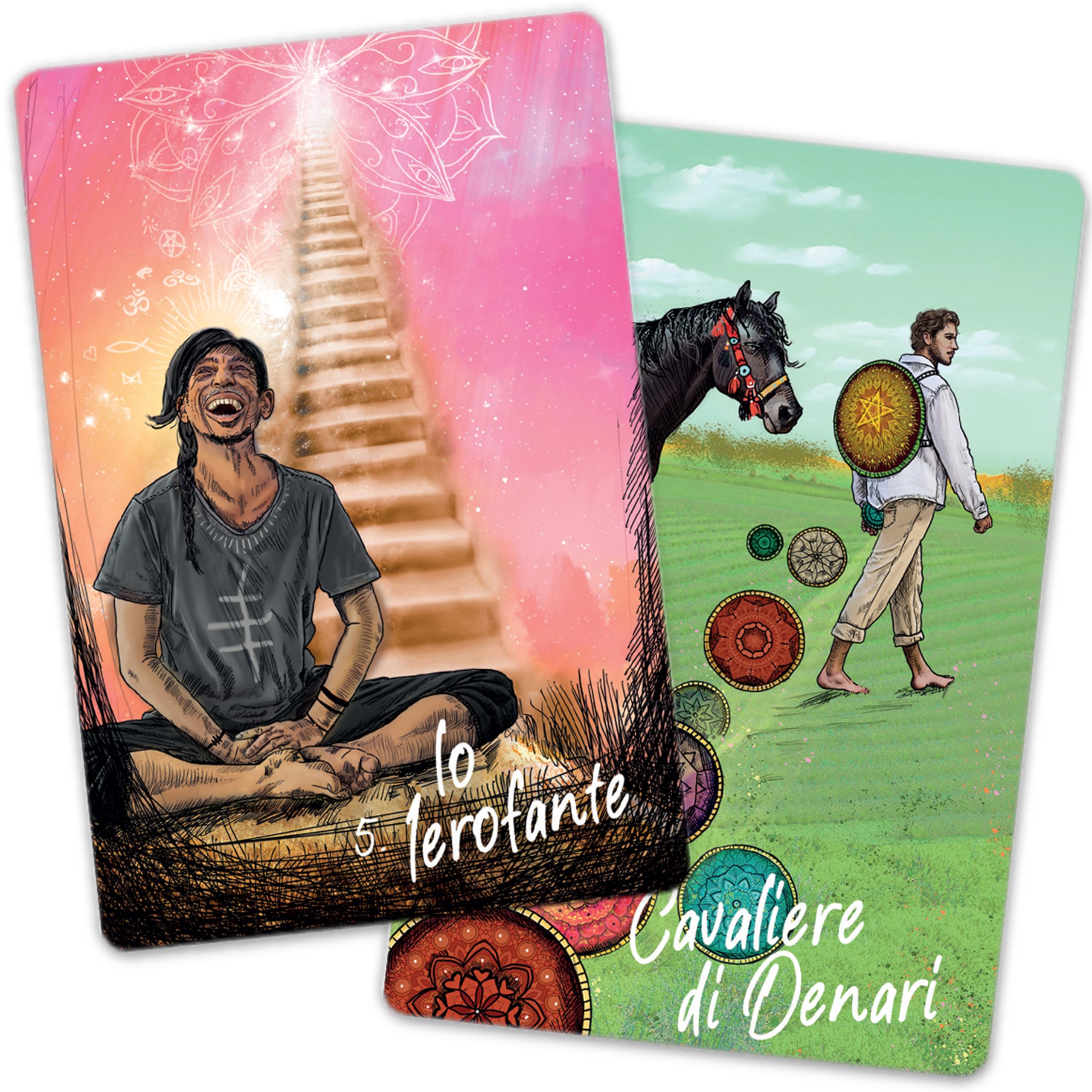 I Tarocchi dei Veggenti di Luce. 78 Carte reinterpretano in chiave moderna e originale i classici tarocchi con Guida illustrata di 128 pagine. Un viaggio alla scoperta di se stessi tra luci e ombre.