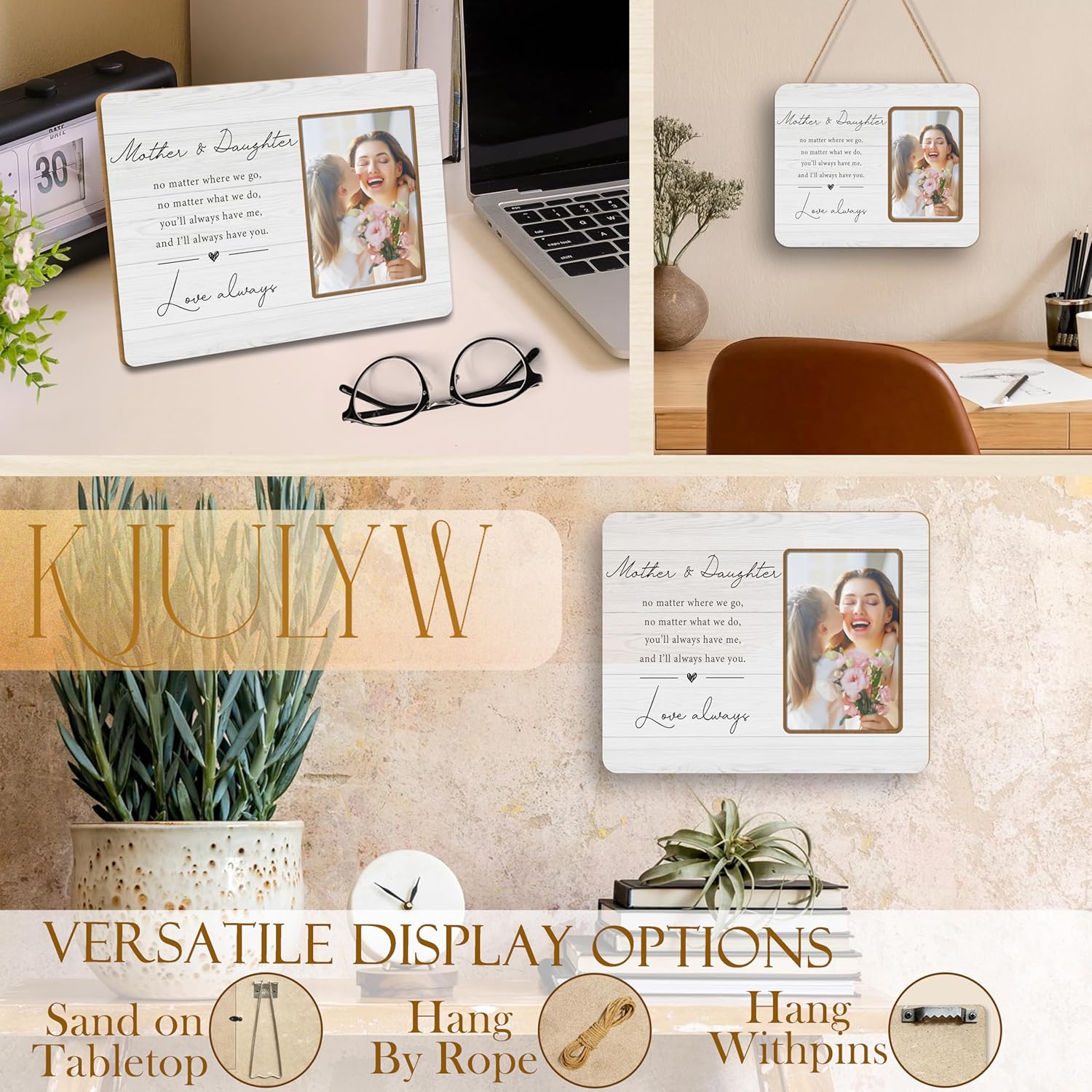 Mother Gifts 4x6 Picture Frame, Mom Gifts from Daughter for Mothers Day Birthday, Mother and Daughter Love Always Picture Photo Frames for Desk Tabletop Wall Decoration - Image 3