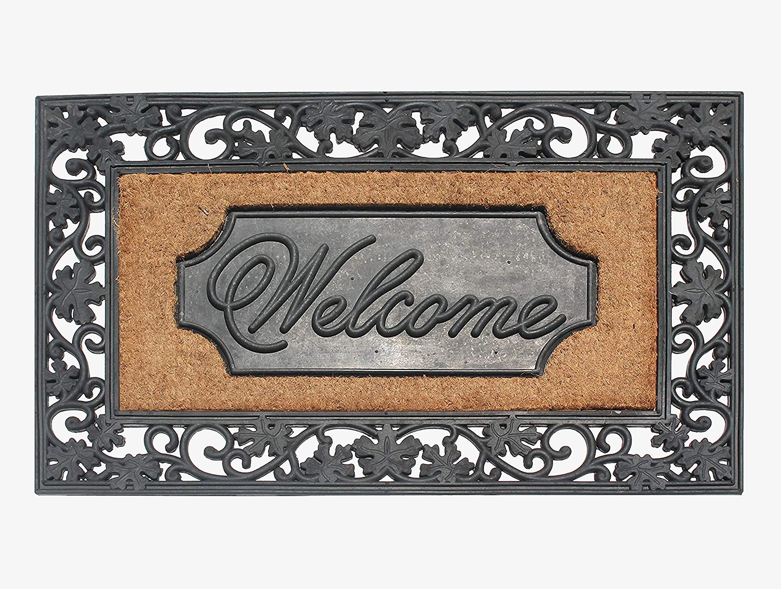 Natural Coir and Rubber Door Mat, 38x23