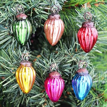 IndianShelf 50 Piece Multicolor Pinecone Glass Vintage Christmas Ornaments Mini Bulk Decorative Ornament for Halloween, Christmas Tree, New Year, Valentine Day, Holidays, Event & Wedding25 * 2 Boxe