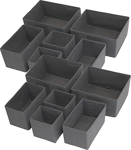 Miniatura 2 de Simple Houseware Caja de almacenamiento plegable de tela para armario, aparador, cajón y organizador de cestas para ropa interior, sostenes, gris