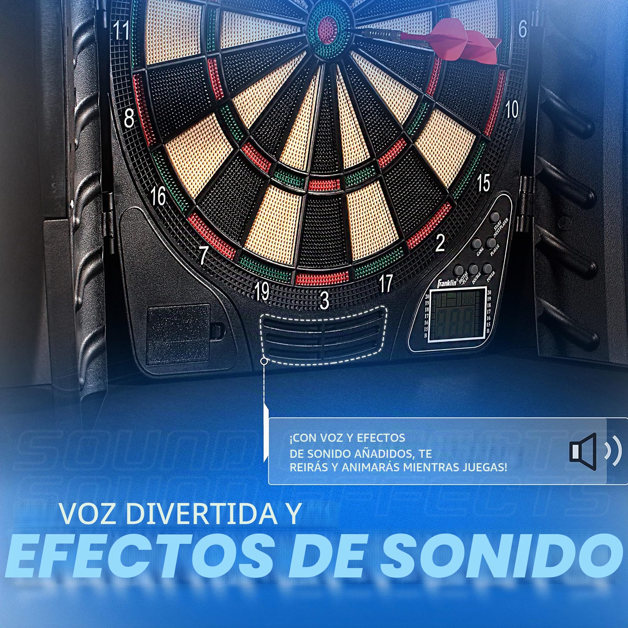 Franklin Sports Juego de Dardos electrónicos, Diana eléctrica de Punta Suave con Marcador Digital, Juego para Adultos y niños, (6) Dardos incluidos