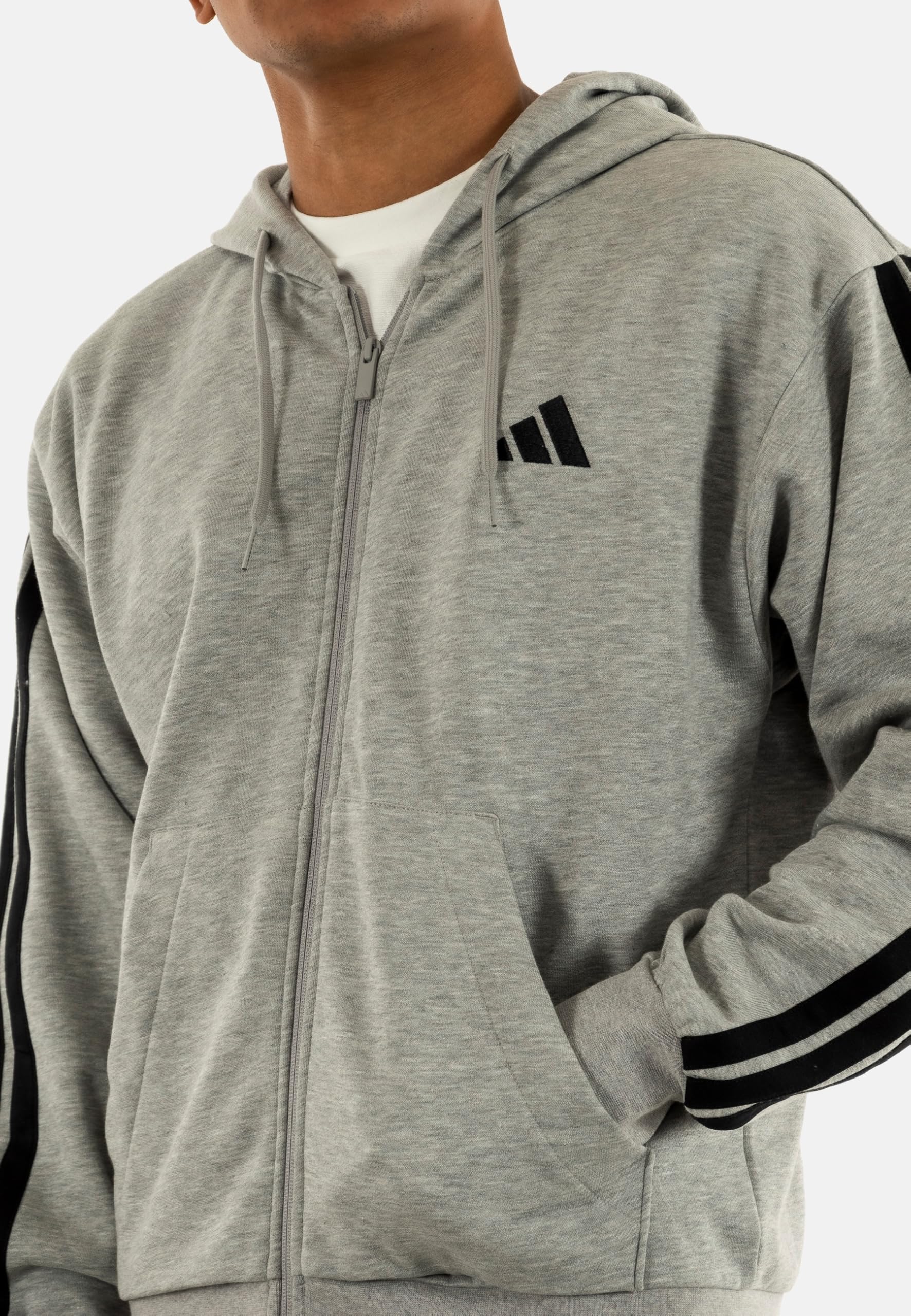adidas Men Felpa con Cappuccio Essentials 3-Stripes Fleece