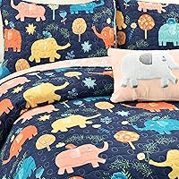 Vista 3 de Lush Decor Hygge Elephant - Juego de edredón de 3 piezas, individual, azul marino