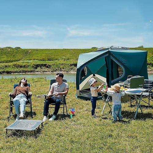 Miniatura 11 de Timber Ridge 3-Level Adjustable Rocking Camping Chair, Padded High Back Outdoor Rocking Chair with Side Pocket, Portable Folding Rocker for Adults,