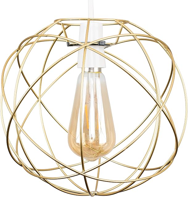 MiniSun Retro Style Atom Design Gold Metal Basket Cage Ceiling Pendant Light Shade.