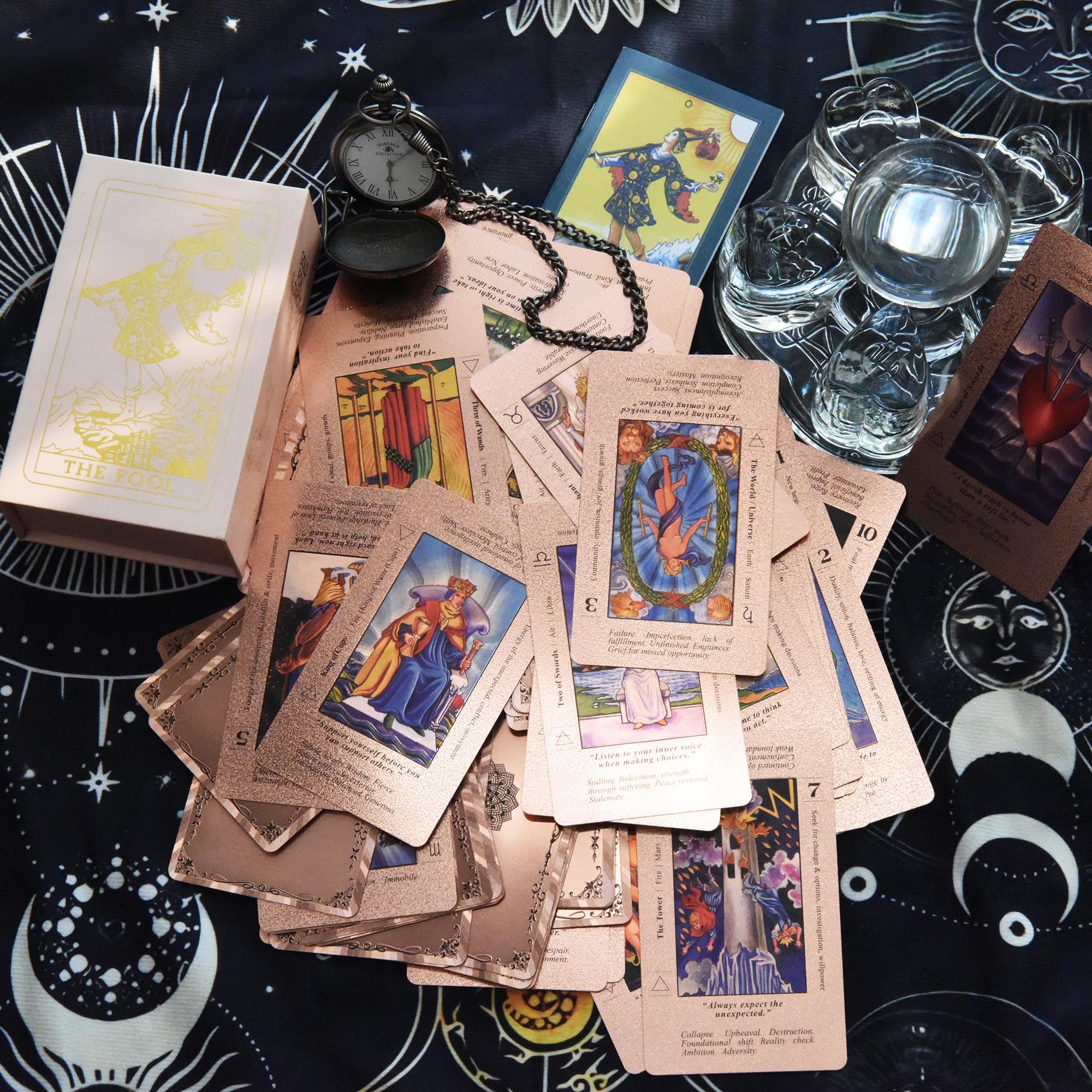 Cartas de Tarot con Diseño de Lámina Dorada Rosa, 78 Cartas, PVC Impermeable, Set para Adivinación y Reflexión — view 5