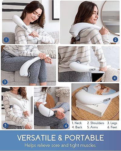 Miniatura 5 de Zyllion Masajeador de mano para espalda y cuello  Masaje eléctrico recargable inalámbrico de tejido profundo con calor para atletas, recuperación y