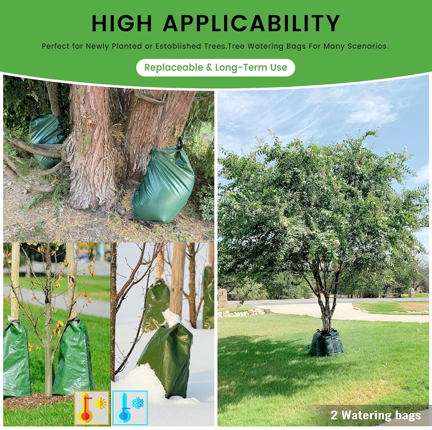 Tree Watering Bag Slow Release, 20 Gallon 5 Pack Tree Bags for Watering 5~8 Hours Drip Irrigation Watering Bag Made of PVC for New Tree Fruit Established Tree