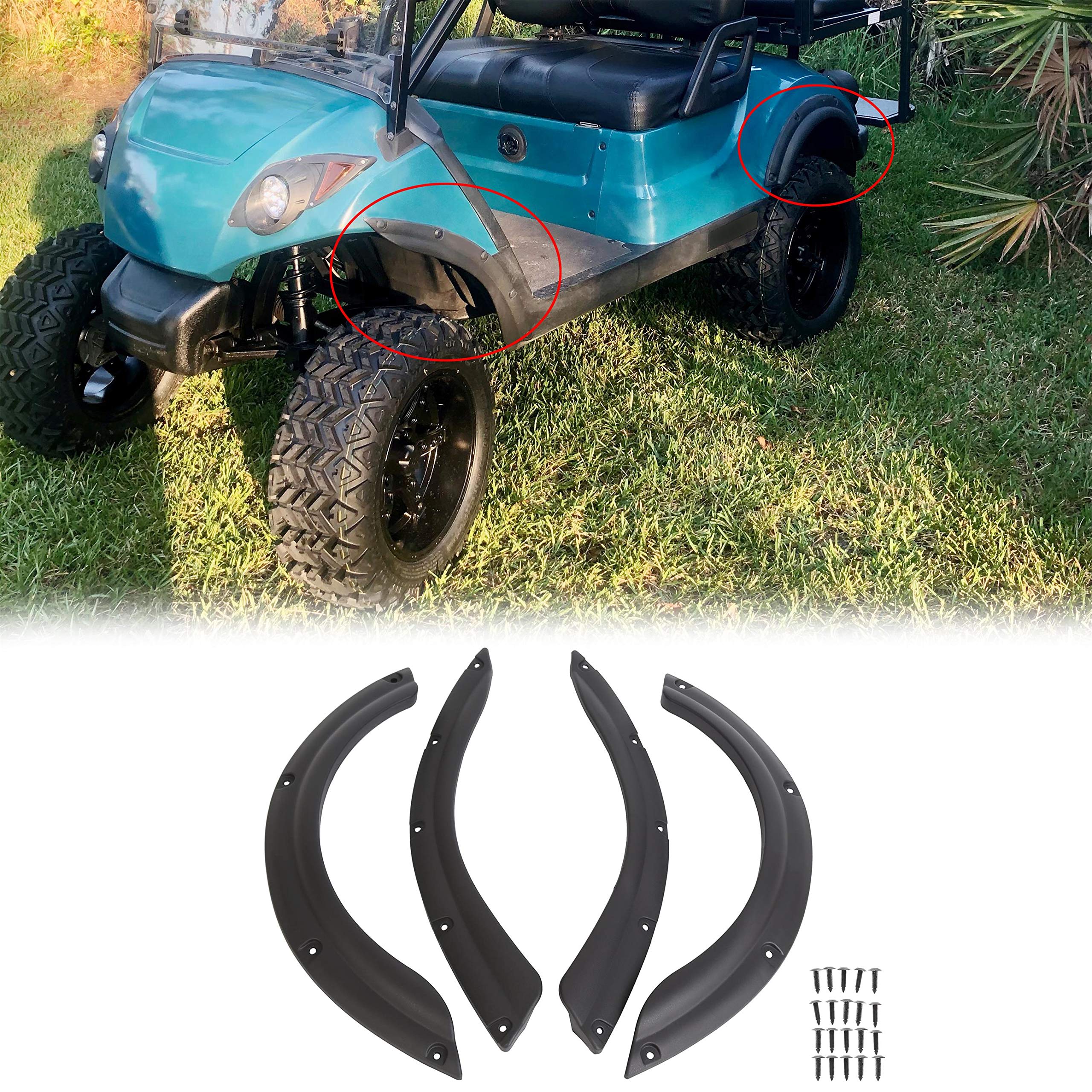 ECOTRIC Standard Fender Flares Compatible with Yamaha Driver G29 Golf Cart Accessories Front & Rea (
