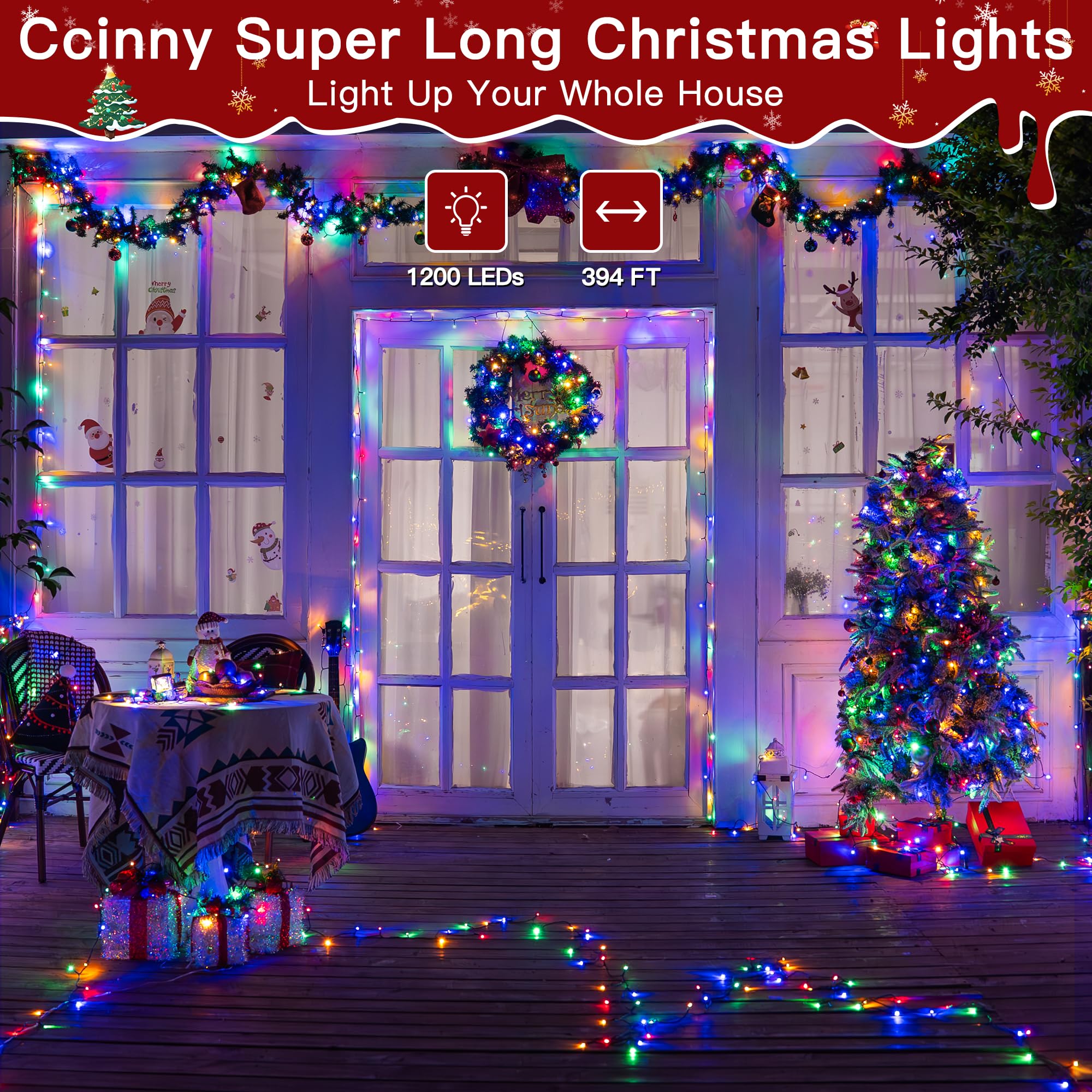 1200LED Weihnachtsbeleuchtung Outdoor Wasserdicht M Mehrfarbig