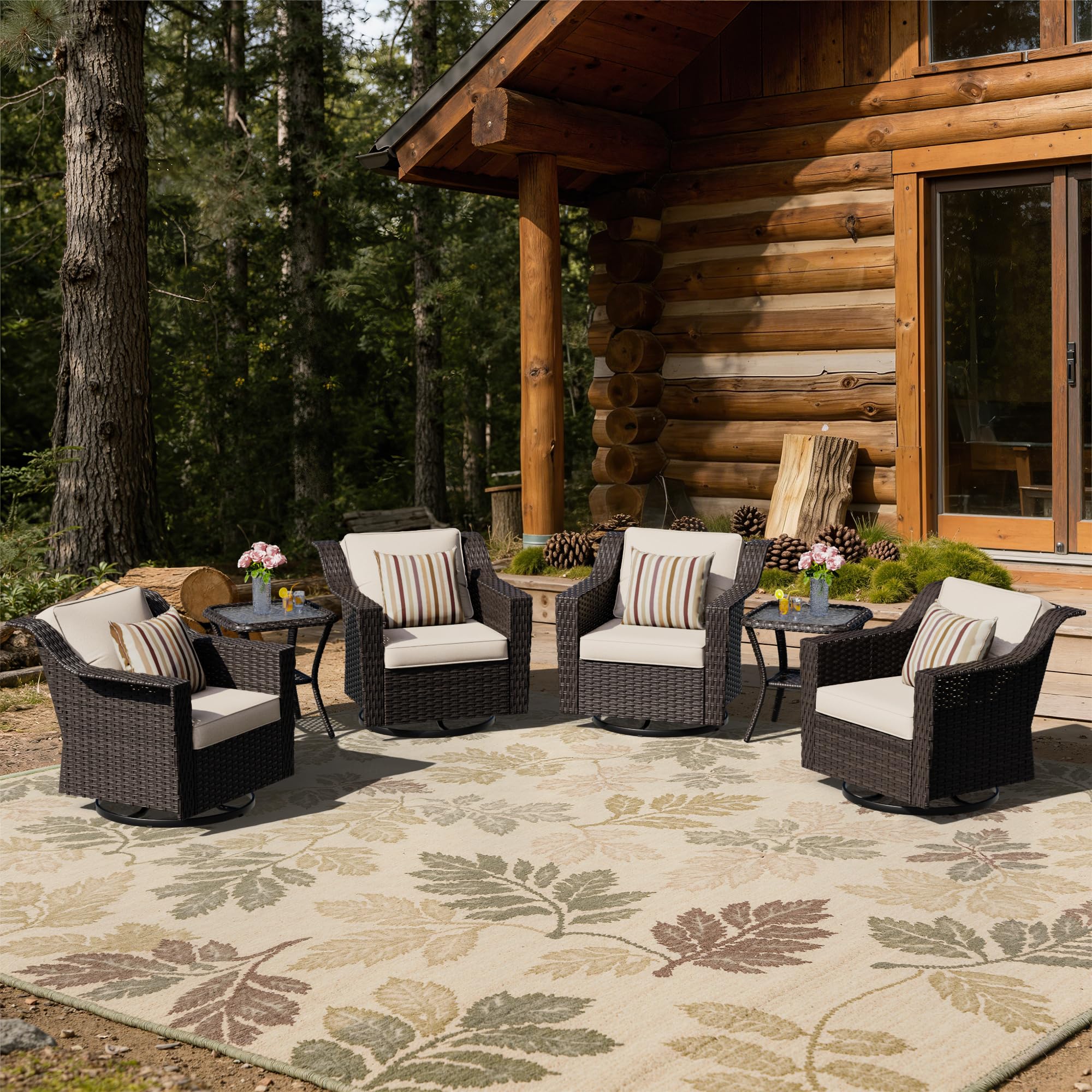 6 Piece Patio Furniture Set, Wicker Outdoor Conversation Set