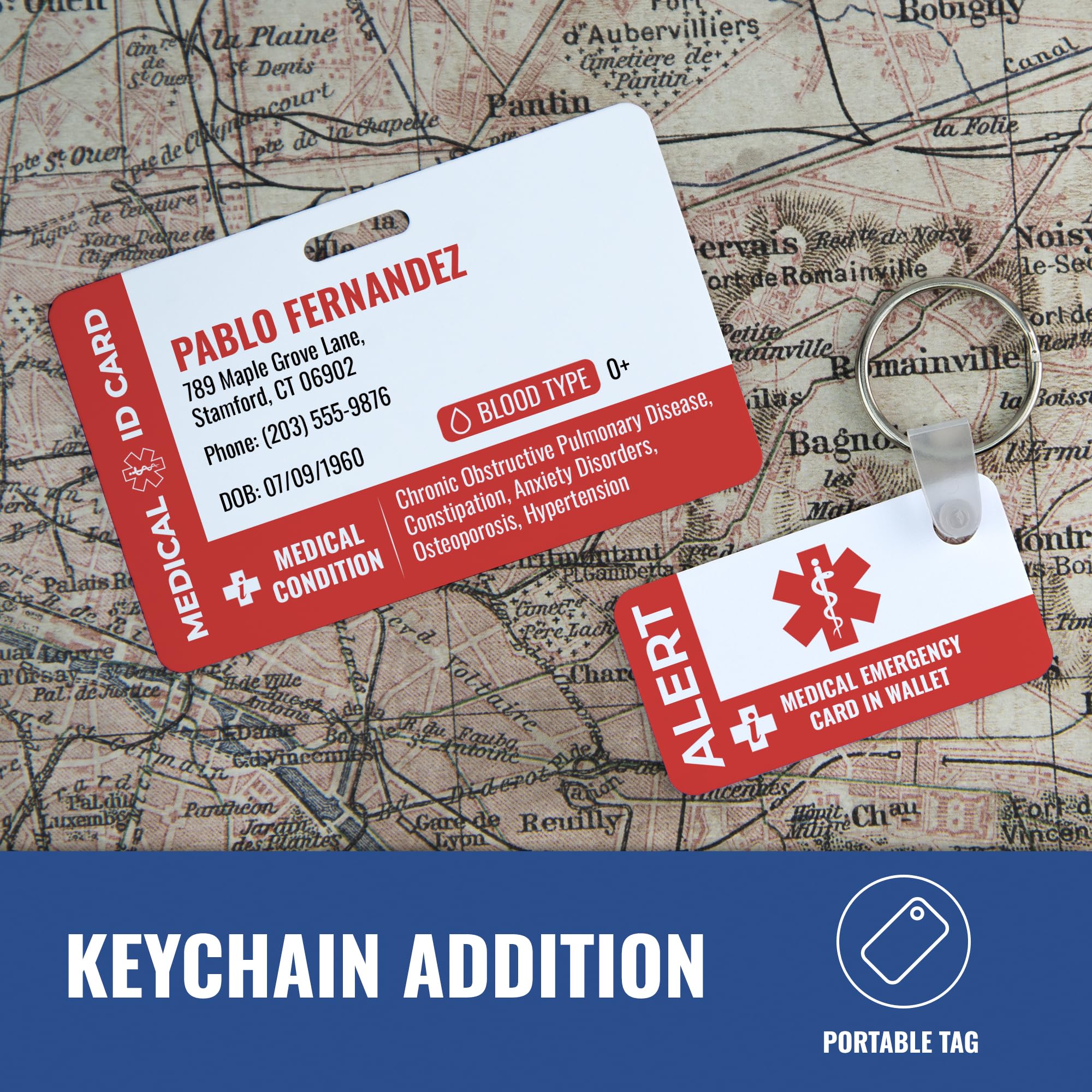 Amazon.com : Custom Medical ID Card (Advanced) - Custom Printed Emergency  Contact ID - Custom Printed Medical Condition