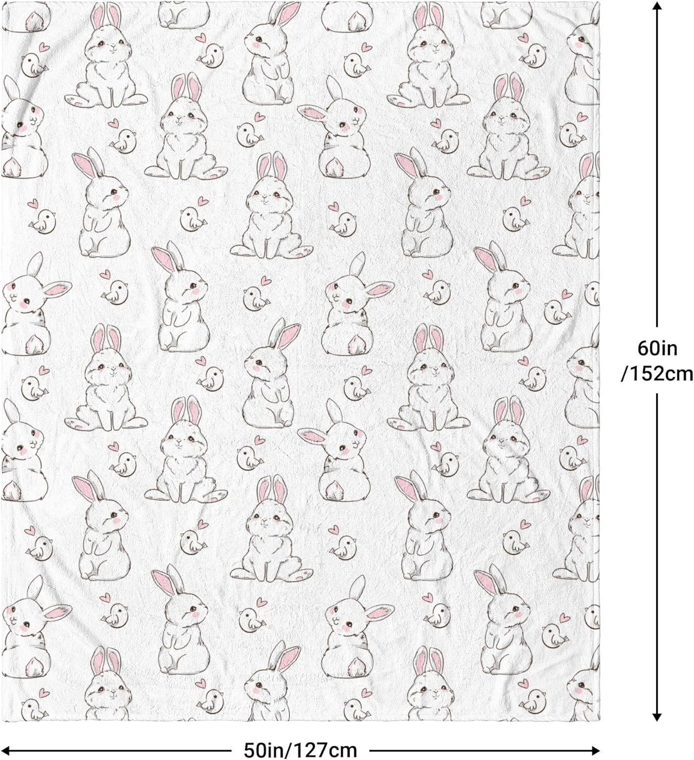 ARESD Bunny Blankets Easter Throw Blanket, Cute Bunny Bird with Heart Fleece Flannel Blanket for Bedroom Living Rooms Couch Sofa Bed Decorations 50X60 Inches - Image 8