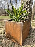 Vista 2 de Maceta cuadrada de acero grande - Macetero - Jardineras para exteriores - Maceta en cubo