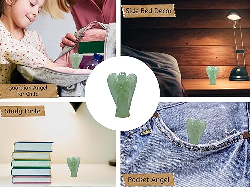 Miniatura 5 de Green Aventurine Angel - Green Aventurine Crystal Angel and Pocket Guardian Angel Crystal Figurines (1.5 inches)