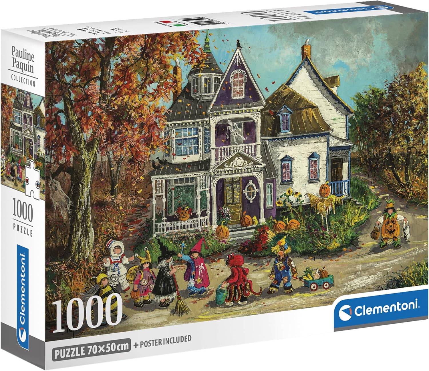 Clementoni - Puzzle 1000 Pieces - Pauline Paquin Collection - The Haunted House - Poster Included - Finish Size 70 x 50 cm - Compact Box - from 14 Years Old to Adult - 83014