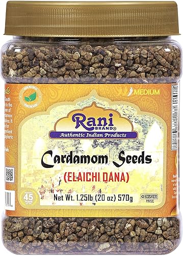 Rani Cardamomo (Elachi) Semillas decorticadas de especias indias de 20 onzas (1.25 libras) Tarro PET de 20.14 oz Todo natural Vegano Apto para