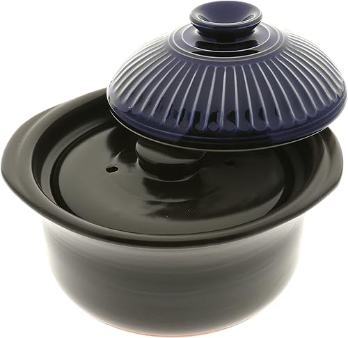 Miniatura 2 de Kotobuki 190-808 - Arrocera de loza con radios mate y azul cobalto, color negro