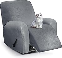 Vista 134 de Fundas para sillas reclinables con aspecto de cuero, funda elástica de 4 piezas, funda suave para silla reclinable, protector de muebles lavable