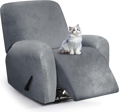 Miniatura 134 de Fundas para sillas reclinables con aspecto de cuero, funda elástica de 4 piezas, funda suave para silla reclinable, protector de muebles lavable