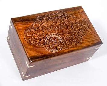 جميلة اليدوية & يدويا خشب الورد الأزهار النقش صندوق خشبي حرق الجثث/Urns للرماد البشري الكبار، صندوق الجنائز 9 x5.5 x4.5" - 180 lbs أو 72 kg، Natural-1