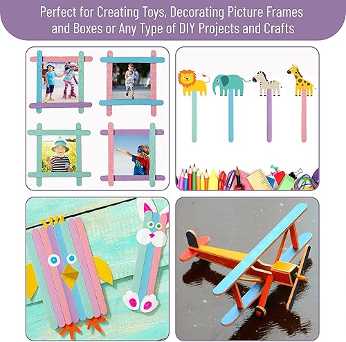 Vista 32 de Mr. Pen - Palitos de paletas de colores, palitos de madera de colores arcoíris para manualidades, paquete de 200, 4.5 pulgadas, suministros