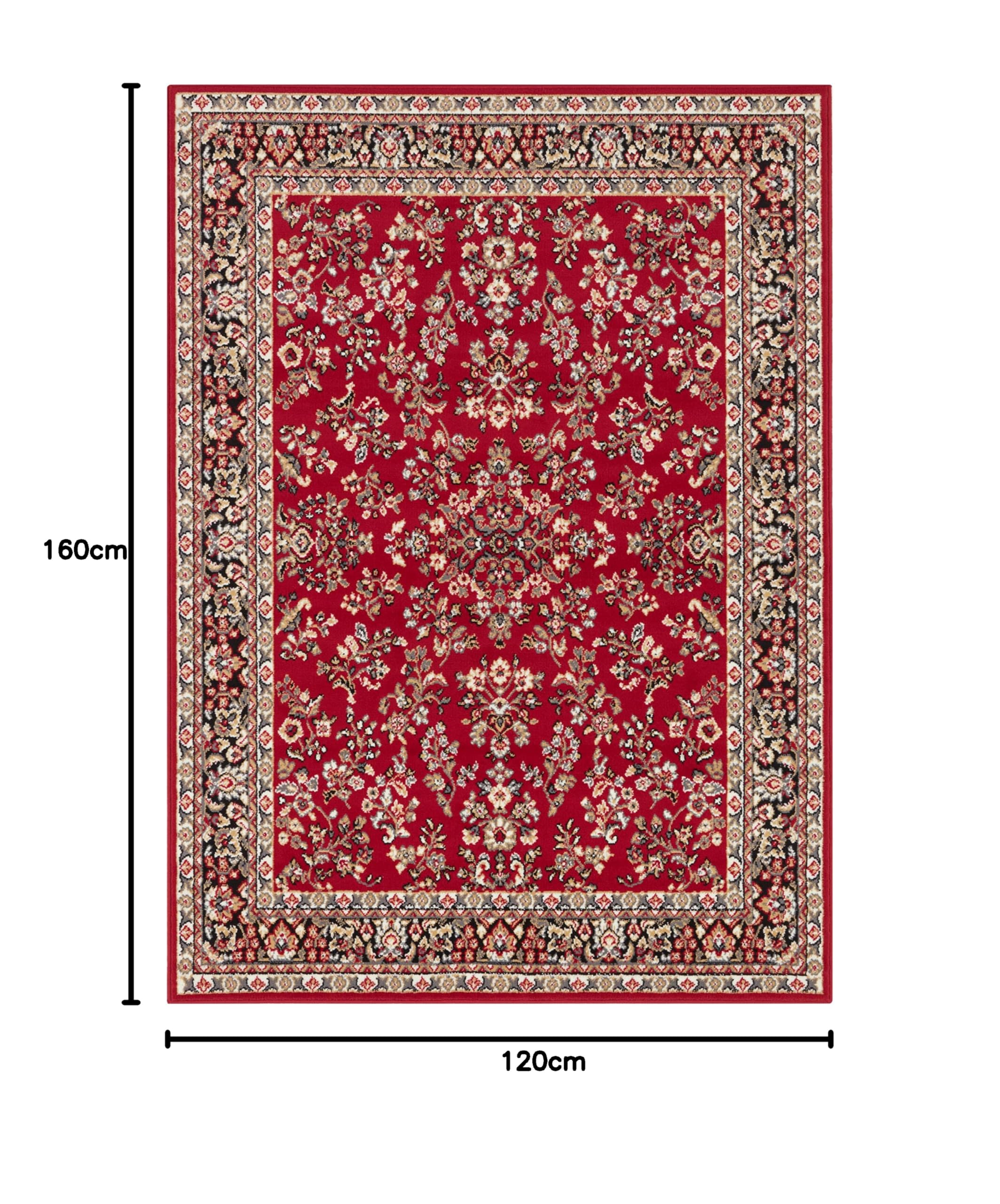 HANSE Home Designerski dywan z krótkim włosiem, orientalny dywan do salonu, sypialni – Zabul Perser Look, orientalny dywan do jadalni, salonu, sypialni, czerwony, 120 x 160 cm