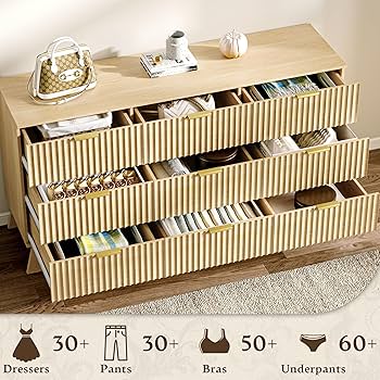 Amazon.com: Fluted Dresser for Bedroom with 9 Drawers, 57