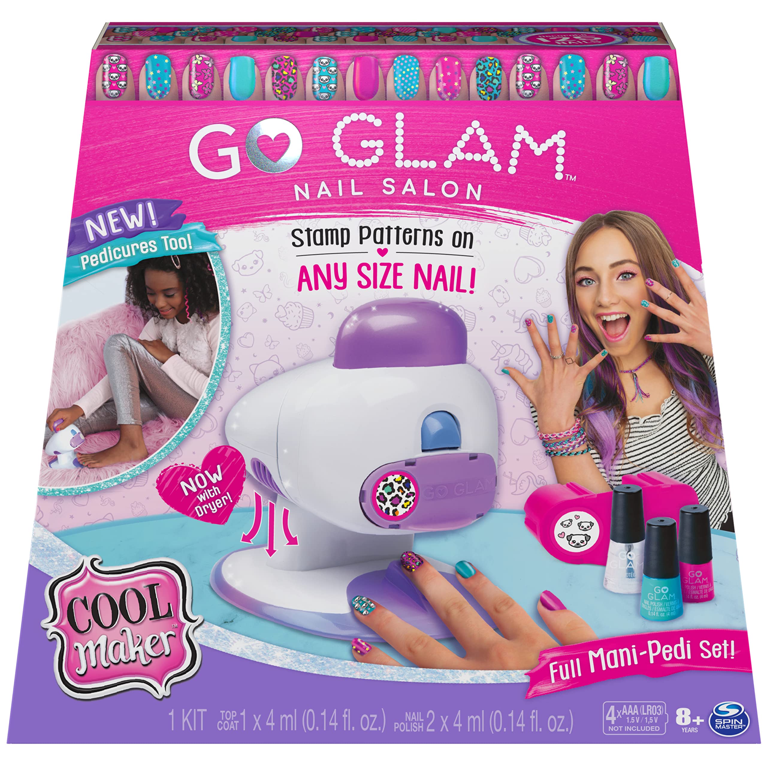 Cool Maker, GO Glam Nail Stamper Salon for Manicures and Pedicures with 5 Patterns and Nail Dryer