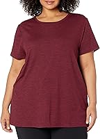 Vista 90 de Yaxa Essentials Camiseta de manga corta con cuello redondo para mujer, de secado rápido, para entrenamiento, gimnasio, paquete múltiple Tinte