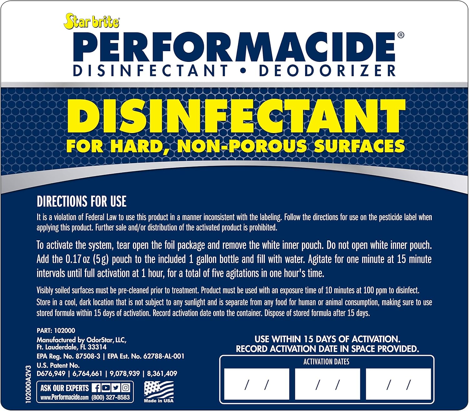 PERFORMACIDE Disinfectant - Kills COVID-19 Virus in 30 Seconds - No Rinse, No Wipe, No Residue - Just Add Water - Gallon Kit with 3 Refill Pouches & Sprayer (102000)