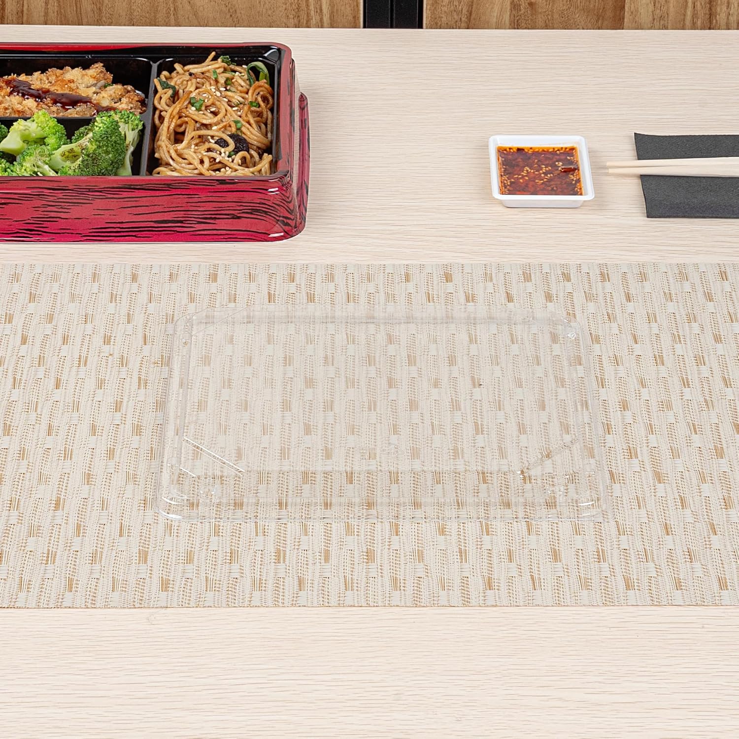 Restaurantware-LIDS ONLY: 8.6 x 7.2 x 0.8 Inch Clear Lids For Bento Boxes, 100 Disposable Container Lids - Bento Boxes Sold Separately, Tight Seal, Clear Plastic Lids, Ideal For Take Out